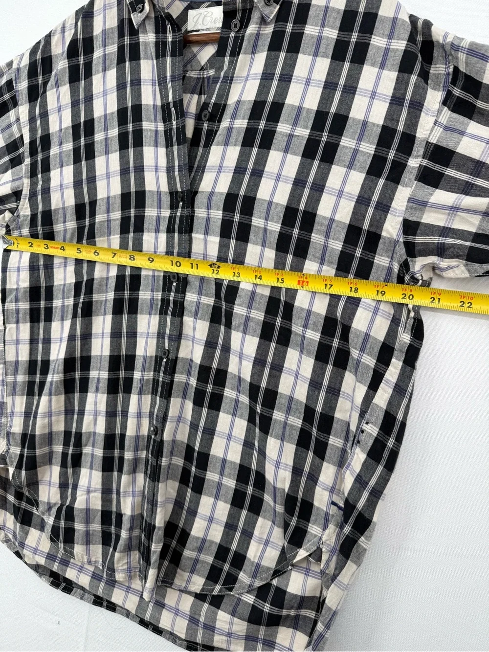 J. Crew Plaid Button Down Shirt Women’s Size 4 Black Blue Cream Cotton